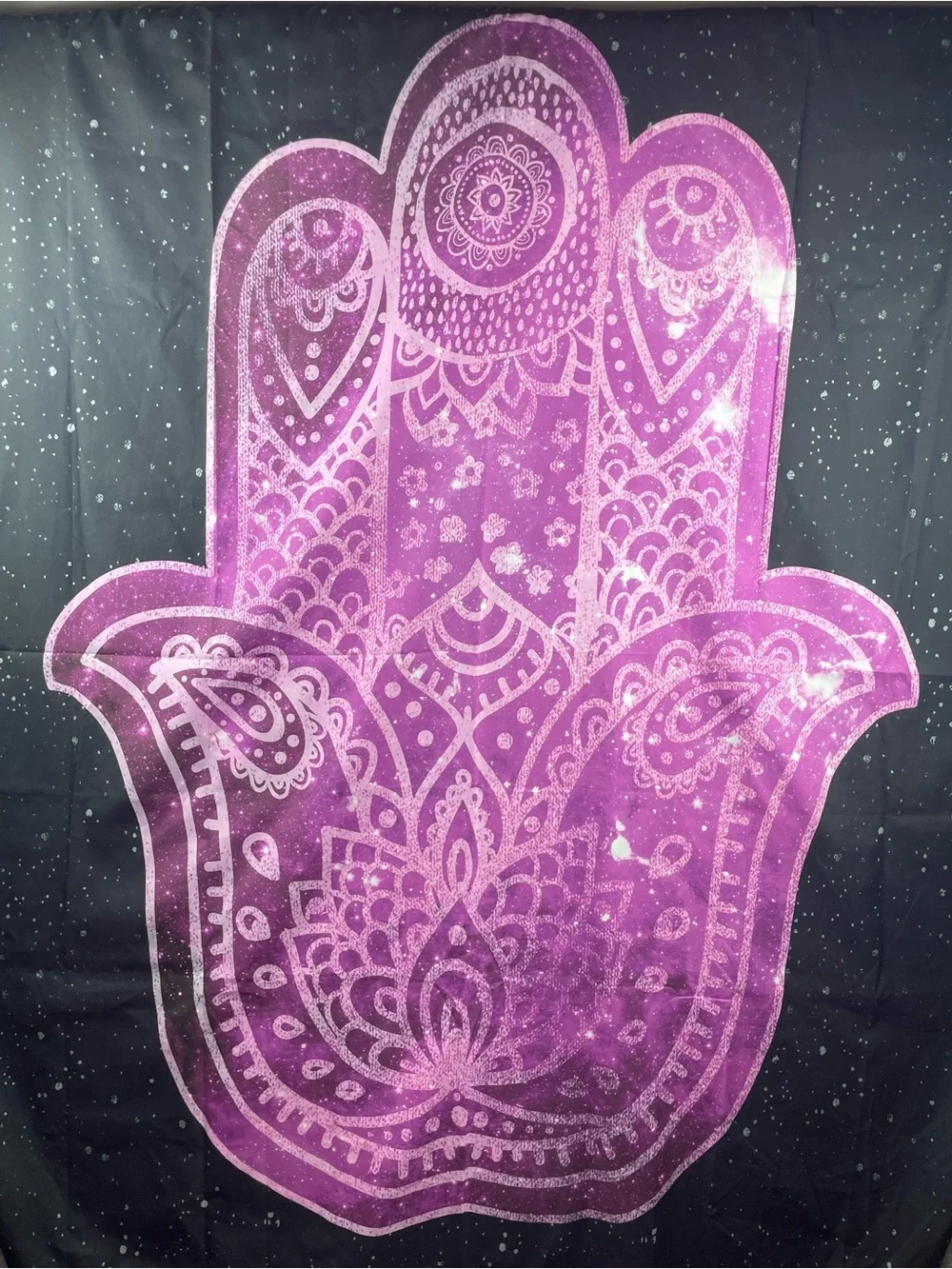 Purple Hamsa Wall Tapestry 50”wide by 60”long